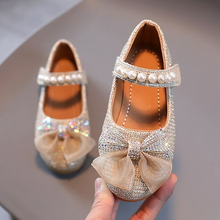 

Cathalem Sliders Kids Shoes Children Flat Heels Princess Shoes Kids Sandals Comfortable Soft Soles Leather Shoes Running Sandal Gold 2.5 Years
