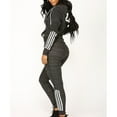 thumbnail image 1 of Ensemble Décontracté pour Femmes à Rayures avec Fermeture Éclair, Manches Longues, Chandail de Sport + Pantalon Long, 1 of 6