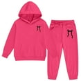 thumbnail image 6 of gcong Girls Two Piece Outfits Bow Graphic Print Hoodie Sweatpants Set Oversized Sweatshirt and Sweatpants Cute Tracksuit Kids Clothes 2-13 Years Hot Pink, 6 of 7