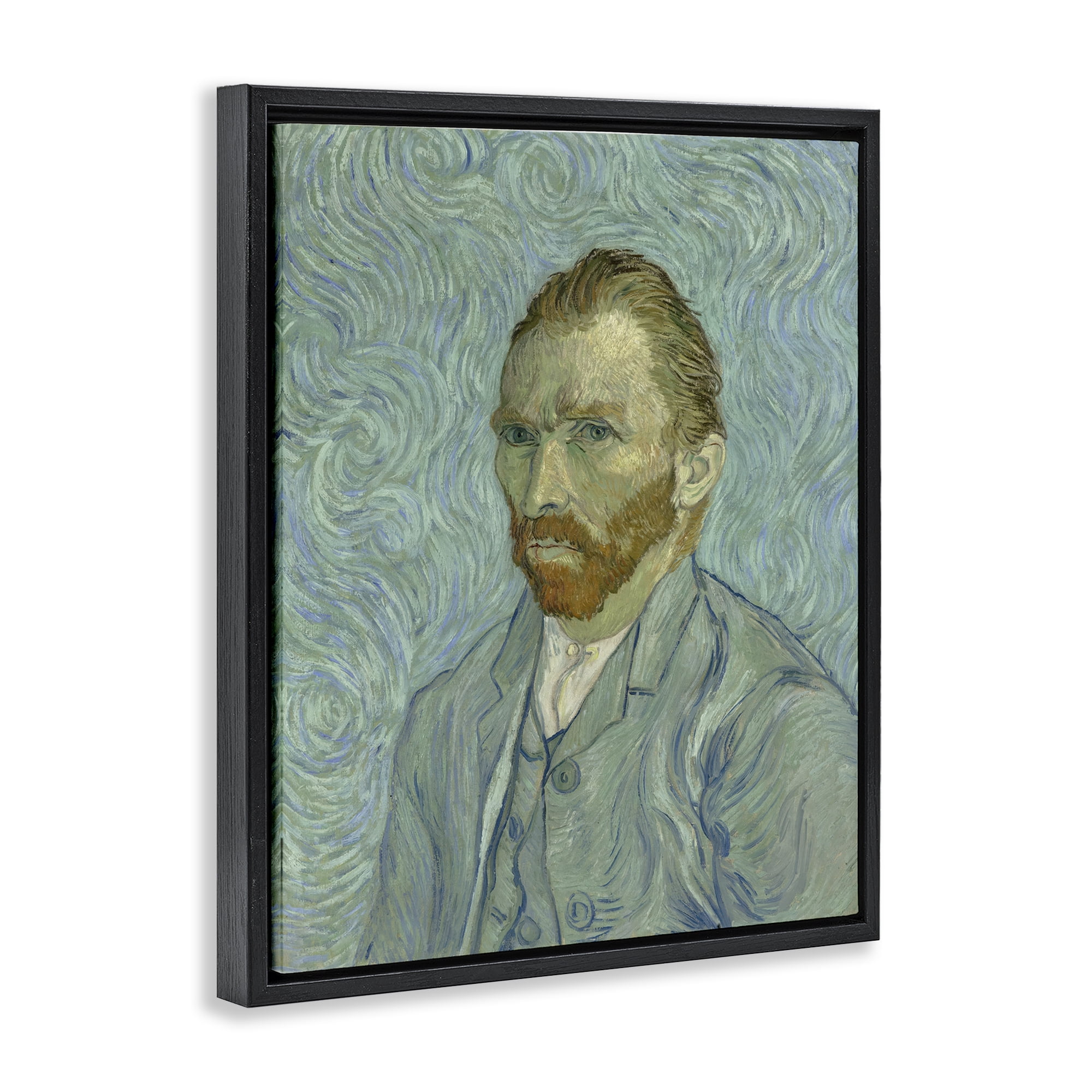 Stupell Industries Van Gogh Classic Self Portrait People Painting Black Floater Framed Canvas Art Print Wall Art, 25 x 31