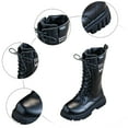thumbnail image 6 of BOBOGOJP Girl's Mid Calf Combat Boots Lace-up Elastic Platform Boot with Side Zipper Black for Size 1, 6 of 6