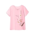 thumbnail image 4 of NMMUED Cotton Linen Embroidered Two Piece Outfit for Seniors Women Round Neck Short Sleeve Blouse Elastic Waist Wide Leg Pants Comfortable Casual Summer Set Relaxed Fit Womens Two Piece Lounge Set, 4 of 5