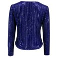 thumbnail image 5 of Unir Loose Fit Short Sequin Stand Collar Jacket, Glitter Open Front Party Outer Coat, Lightweight Evening Layering Garment, 1 Piece Outfit, S-XXL Plus Size Friendly, 5 of 5