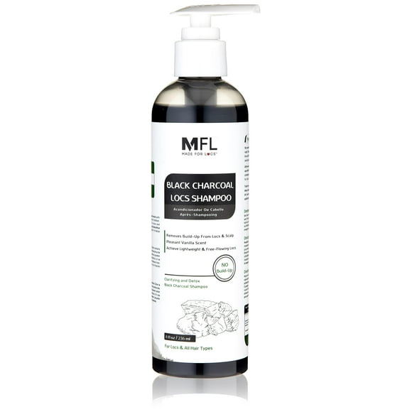 Champú de carbón negro Made For Locs|Elimina la acumulación de locomotoras | No es necesario diluir | 8 onzas