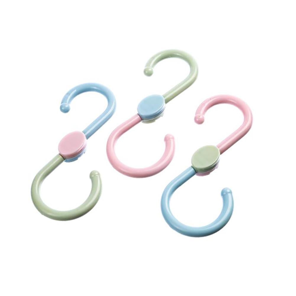 3pcs Plastic Shape Hooks Rotatable Rack Shoes Towel Bag Holder for Wardrobe Kitc