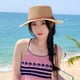 thumbnail image 5 of Sombrero de paja de 56-58 cm de circunferencia con parte superior plana, para mujer, parasol de verano, sombrero de copa con hebilla de cinturón, sombrero para el sol de playa junto al mar, 5 of 5