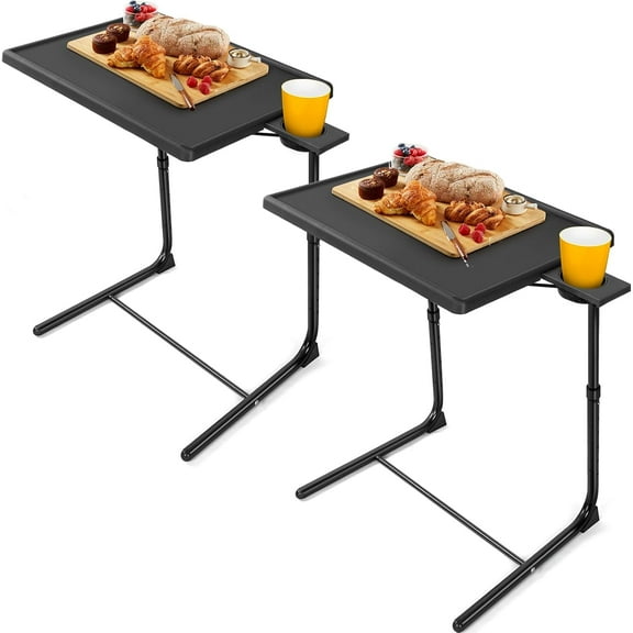 Versatile TV Tray Table - [2-Pack] Adjustable TV Tray Table with 6 Heights and 3 Tilt Angles