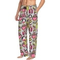 thumbnail image 3 of Mens Pajama Pants - Soft Sleep & Lounge Pants for Men, Pink Green Owl Cuteness Casual PJ Bottoms Pants with Pockets, 3 of 5