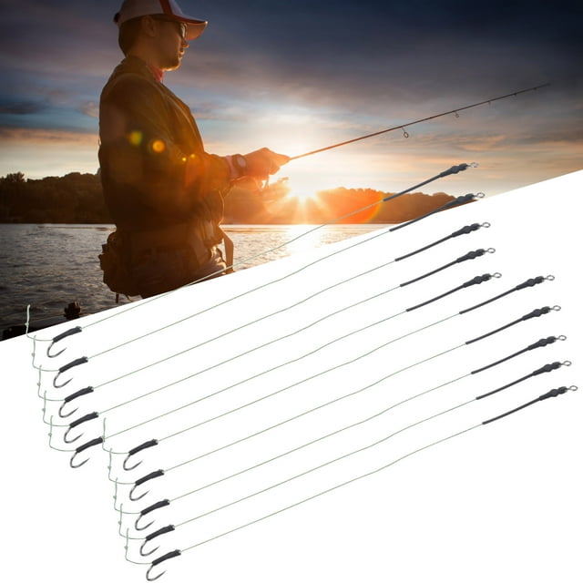 Fishing Hook Rigs, 10Pcs Metal Strong Bait Wire Hook Fishing Hair Rigs for Outdoor Fishing 11#,12#,13#,14#