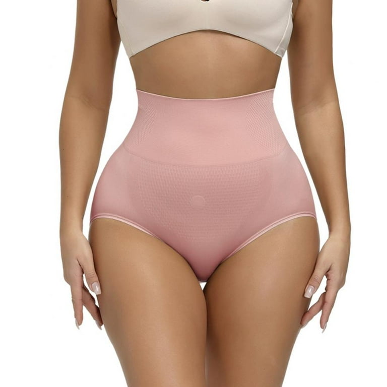 Women's Seamless High Waist Belly Control Underwear Hip Control Panties,Pink