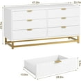 thumbnail image 2 of White 6 Drawer Dresser for Bedroom, 53.5” Large Dresser with Metal Legs, Modern Dresser Chest Organizer with Wide Storage, Chest of Drawers for Bedroom, Living Room, Entryway, 2 of 7