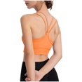 thumbnail image 4 of Bigersell Workout Crop Tops for Women Strappy Back Wireless Yoga Sports Bras Ribbed Sleeveless Cropped Tank Tops with Built in Bras Pull-On Closure Padded Bra Wire-Free Bralette Orange S, 4 of 6