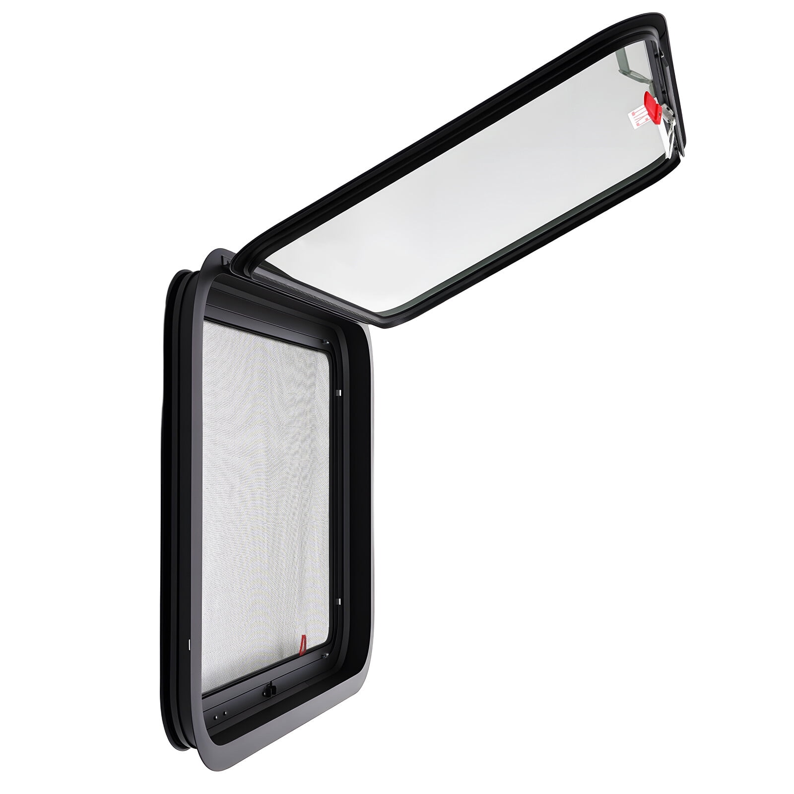 30"x22" RV Exit Window Trailer Emergency Push Out Window Vent Hatch 38-42mm Wall Black Rectangular