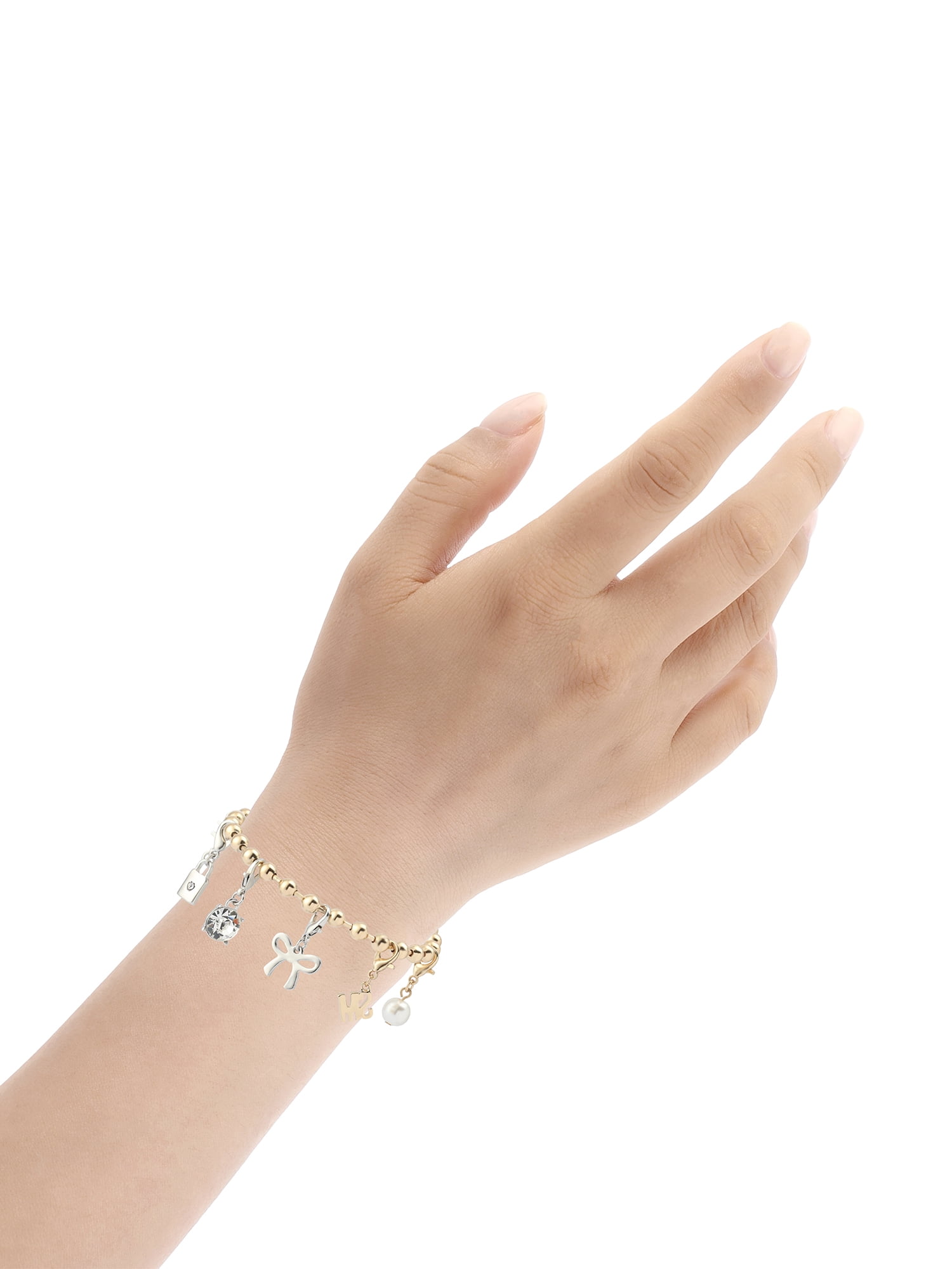 Madden NYC Women's Fashion Gold-Tone Bow Bracelet & 3-Piece Charm Giftable Boxed Jewelry Set