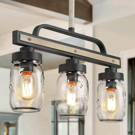 

Modern Farmhouse 4-Light Metal Chandelier Linear Island Lights 40 3 3-light L22 xW4 xH19.5 13 to 24 Inches