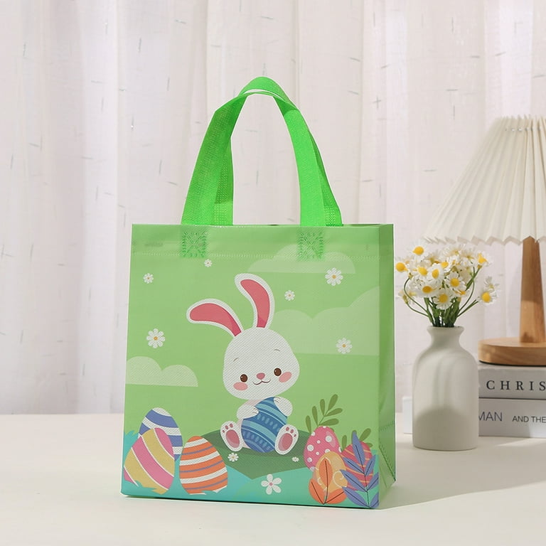 UDIYO 4Pcs Happy Easter Egg Hunt Bags Easter Bunny Chick Egg Gift Bags with Handles Easter Treat Bags Multifunctional Non Woven Easter Bags for Gifts Wrapping Easter Party Supplies Walmart