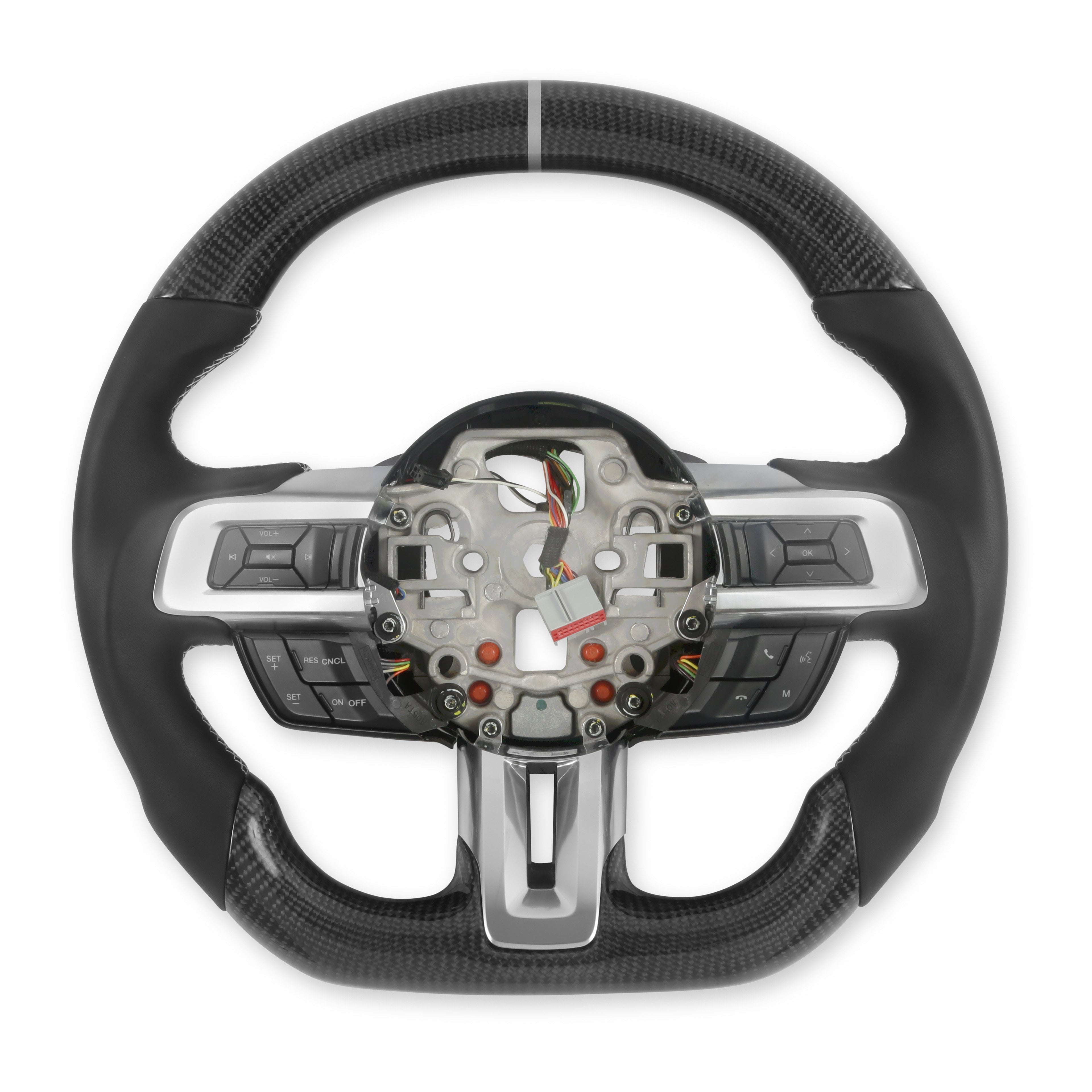 Drake Muscle Cars MU950-11 Steering Wheel - Carbon Fiber with Leather Grips - Heated