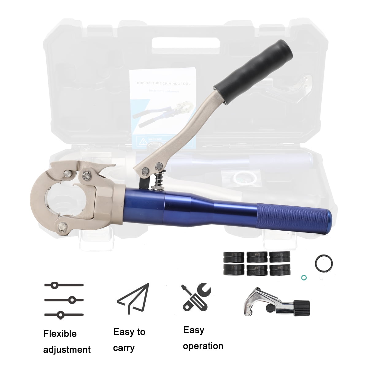 ECUTEE Pro Press Copper Crimper Tool Hydraulic Copper Pipe Crimping Tool with 1/2" 3/4" 1" Jaw for Copper Tubing Propress fittings