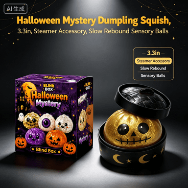 Halloween Mystery Dumpling Squishable, 3.3in, Steamer Set, Squeezable Stress Reducer