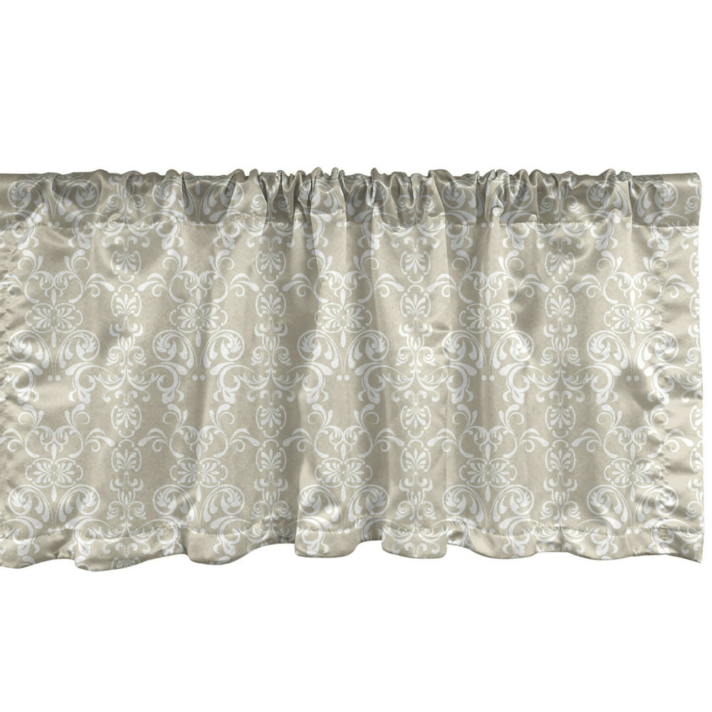 Beige Window Valance, Lace Inspired Floral Arrangement Traditional