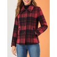 thumbnail image 5 of INSPIRE CHIC Women's Detachable Collared Button Pockets Check Plaid Peacoat, 5 of 6