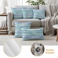 thumbnail image 2 of 2 Pack Outdoor Waterproof Throw Pillow Covers,Oceans Style Striped Decorative Square Pillow Case Patio Pillowcases for Chair Couch Sofa 16x16in, 2 of 9