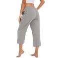 thumbnail image 5 of Women's Summer Casual Loose High-Waist Drawstring Straight Capri Pants , Beach Casual Long Pants, 5 of 6
