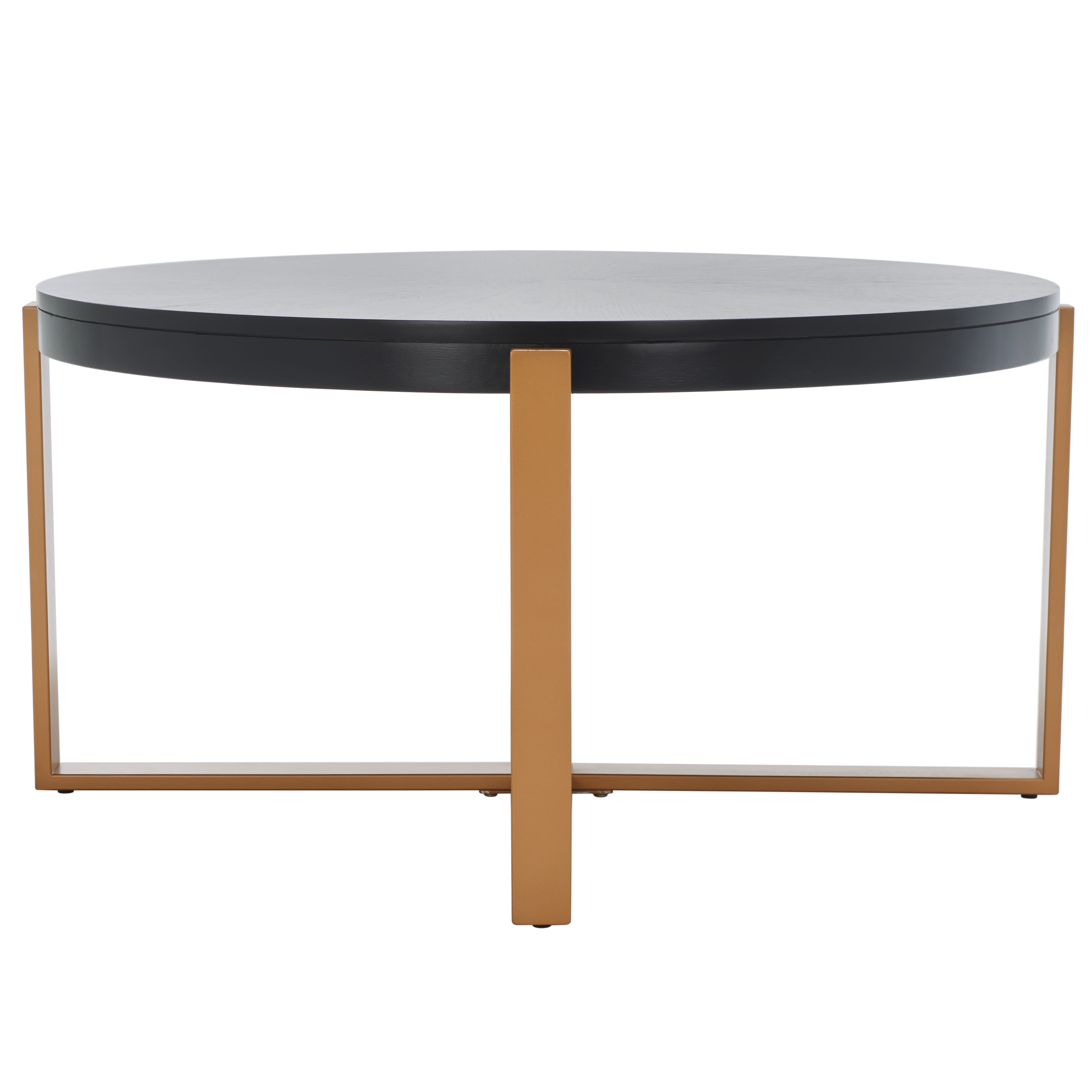 SAFAVIEH Navya Round Coffee Table, Black Top/Gold Legs