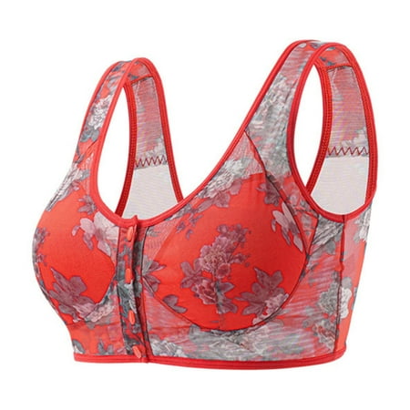 Iyufng Bras for Women Push up Wirefree Bra Fashion Flower Print Wireless Front Opening Bra Pregnant Women Nursing Bras Front Closure Bras Plus Size Summer Savings Clearance