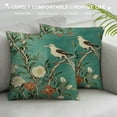 thumbnail image 3 of COMIO  Ink Painting Watercolor Birds Flowers Fruits Tree Green Decorative Lumbar Throw Pillow Cover Case Home Living Room Bed Sofa Car, 3 of 5