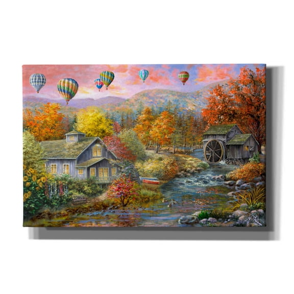 Epic Graffiti 'Autumn Creek Mill' by Nicky Boehme, Canvas Wall Art, 60"x40"