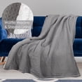 thumbnail image 5 of Luxury Sherpa Knit Throw Blanket 50" x 60", Home Decorative Blanket for Sofa Couch Chair All Season TV Blanket | Super Soft, Warm, Waffle Weave Knit | Catalonia series by Tirrinia, Grey, 5 of 7