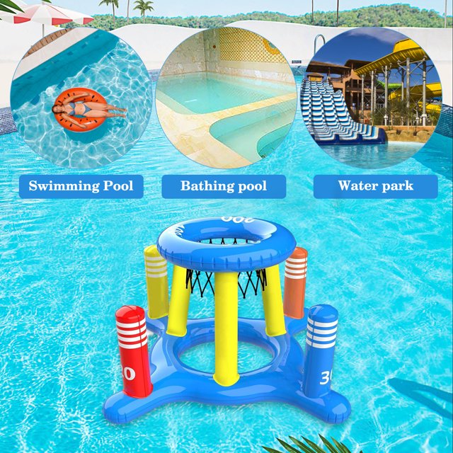 Soporte inflable de baloncesto, juego de férula de lanzamiento de piscina de PVC, juguetes de agua para niños y adultos