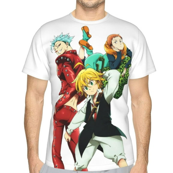Nanatsu No Taizai The Seven Deadly Sins Unisex 3d Pattern Printed Short Sleeve T-Shirts Casual Graphics Tees Small