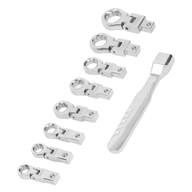 Llave de Trinquete Intercambiable, Juego de Llave de Llave de Vanadio Cromio Portátil Crome Exterior 9 PCS para la Aplicacia Industrial