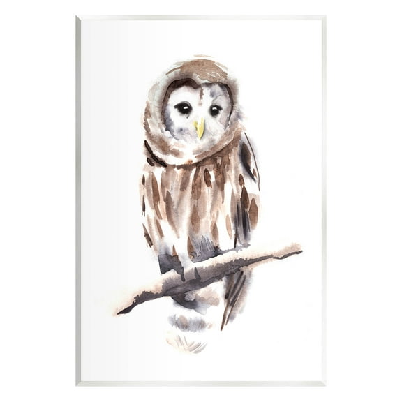 Stupell Industries Elegant Owl Perched Watercolor Detail Painting Unframed Art Print Wall Art, Design by Annie Warren