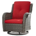thumbnail image 7 of MeetLeisure 1 Pieces Outdoor Patio Furniture Wicker Swivel Chair with Cushions for Backyard, Red, 7 of 7