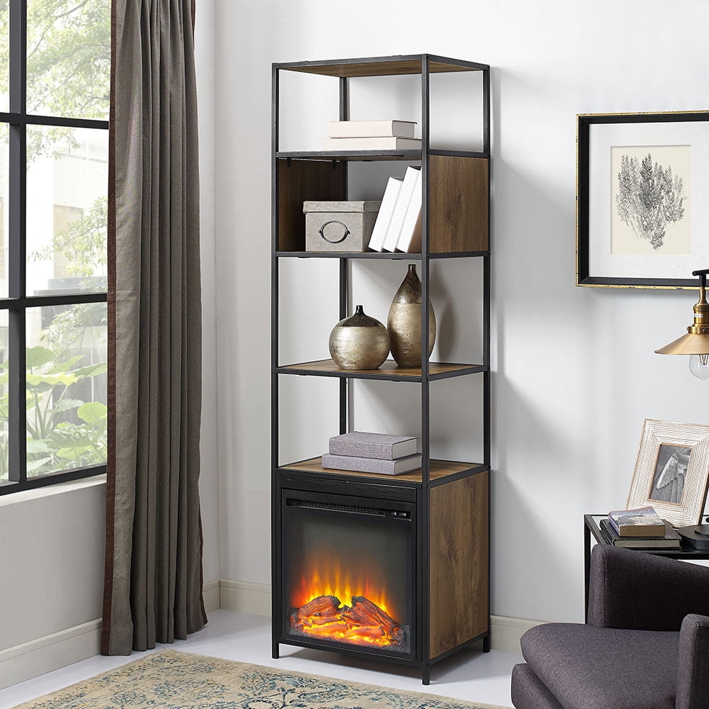 Mainstays Atmore 4Shelf Media Tower with Fireplace