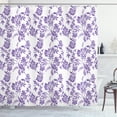 thumbnail image 1 of Floral Shower Curtain, Thriving Seasonal Plants with Randomly Distributed Lilac Posies Abstract Style, Fabric Bathroom Set with Hooks, 69W X 84L Inches Extra Long, Violet and White, by Ambesonne, 1 of 3