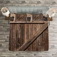 thumbnail image 3 of Ambesonne Rustic Quilted Bedspread Set 3 Pcs, Aged Door Vintage Rural, King Size, Brown, 3 of 3