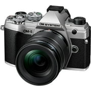 OM System OM-5 Silver Micro Four Thirds System Camera M.Zuiko Digital ED 12-45mm F4.0 PRO kit Outdoor Camera Weather Sealed Design 5-Axis Image Stabilization 50MP Handheld High Res Shot