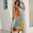 thumbnail image 5 of Multi-Color Leaves Dress Summer Street Style Bohemia Long Dresses Female Sleeveless Printed Maxi Dress, 5 of 9