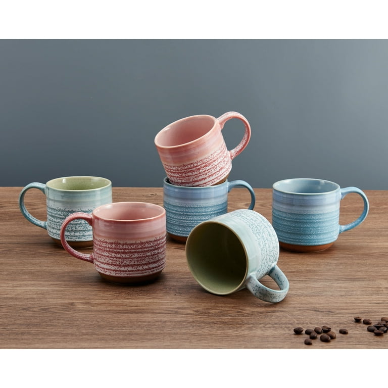 Pfaltzgraff 15-Ounce Reactive Brush with Clay Set of 6 Stoneware Mugs in 3  Colorways - Walmart.com