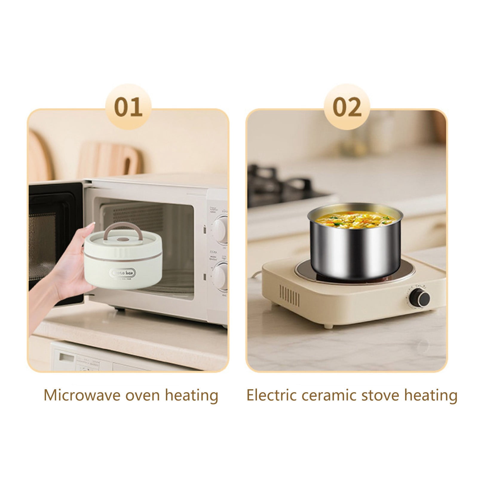 4pcs Lunch Box Set Double-layer Stainless Steel Bento Boxes Leakproof Insulated Food Container for Home Classroom Office Picnic Use, Microwave Safe