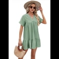 thumbnail image 4 of Vestido de Corta con Escote en V y Dobladillo con Volantes, Color Verde Frijol, Talla M, 4 of 10