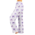 thumbnail image 2 of Women's Bow Print Plush Pajama Pants - Soft Comfortable Winter Home Sleepwear Trousers, Light Purple Size M, 2 of 6