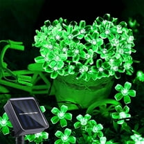 KOMI Solar Flower String Lights Green Lights Outdoor Waterproof 50 LED St Patricks Day Fairy Lights Decorations Garden Patio Fence Yard Spring (Green)