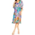 thumbnail image 1 of Sakkas Ozana Women's Midi Cocktail V Neck Dress 3/4 Sleeve Casual Floral Print - 567-Multi - L/XL, 1 of 5