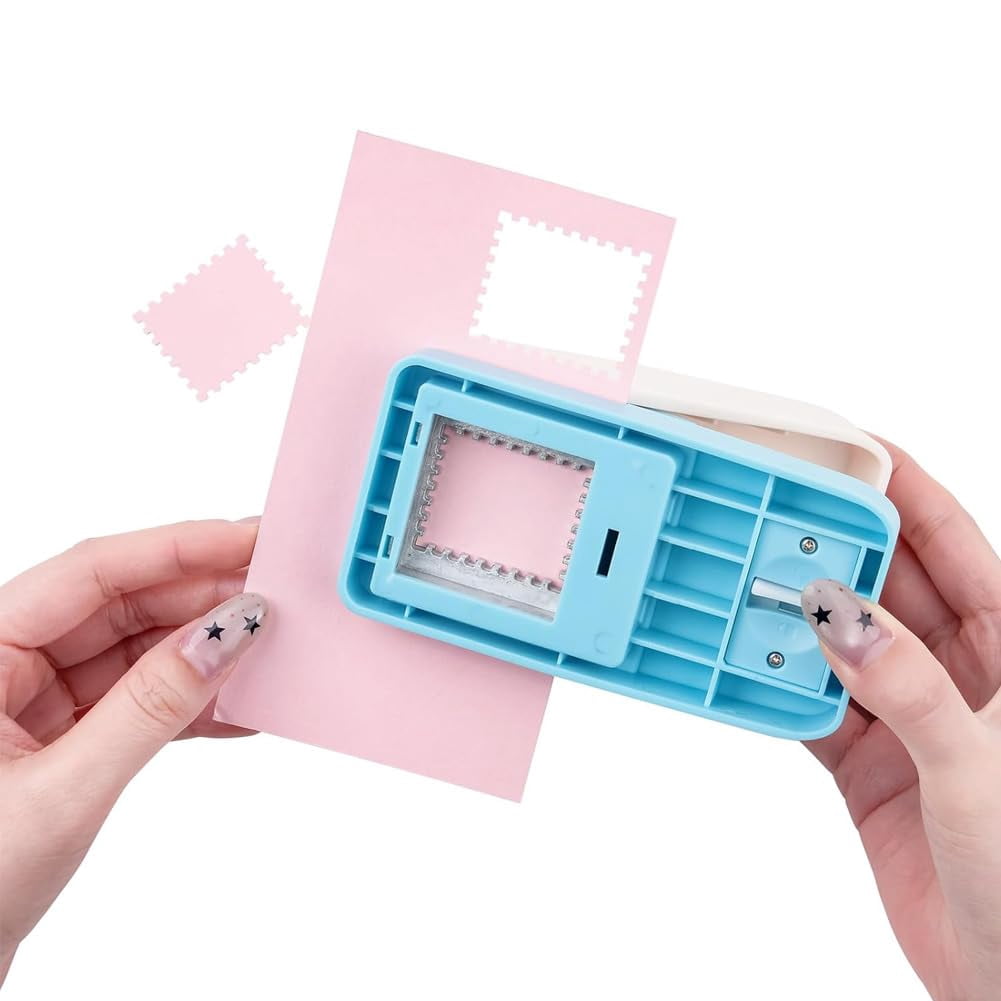 Stamp Puncher, 1.5x1.2 Inch Rectangular Postage Stamp Hole Punch, Lever Action Paper Stamps Cutter for Scrapbooking, Card Making, DIY Crafts Supplies,Photographic Paper (1.5 * 1.5"2pcs)