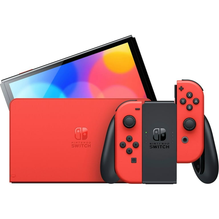 2023 New Nintendo Switch OLED Model Mario Red Edition Joy Con 64GB Console  HD Screen & LAN-Port Dock with Super Mario Odyssey, Mytrix 128GB MicroSD 